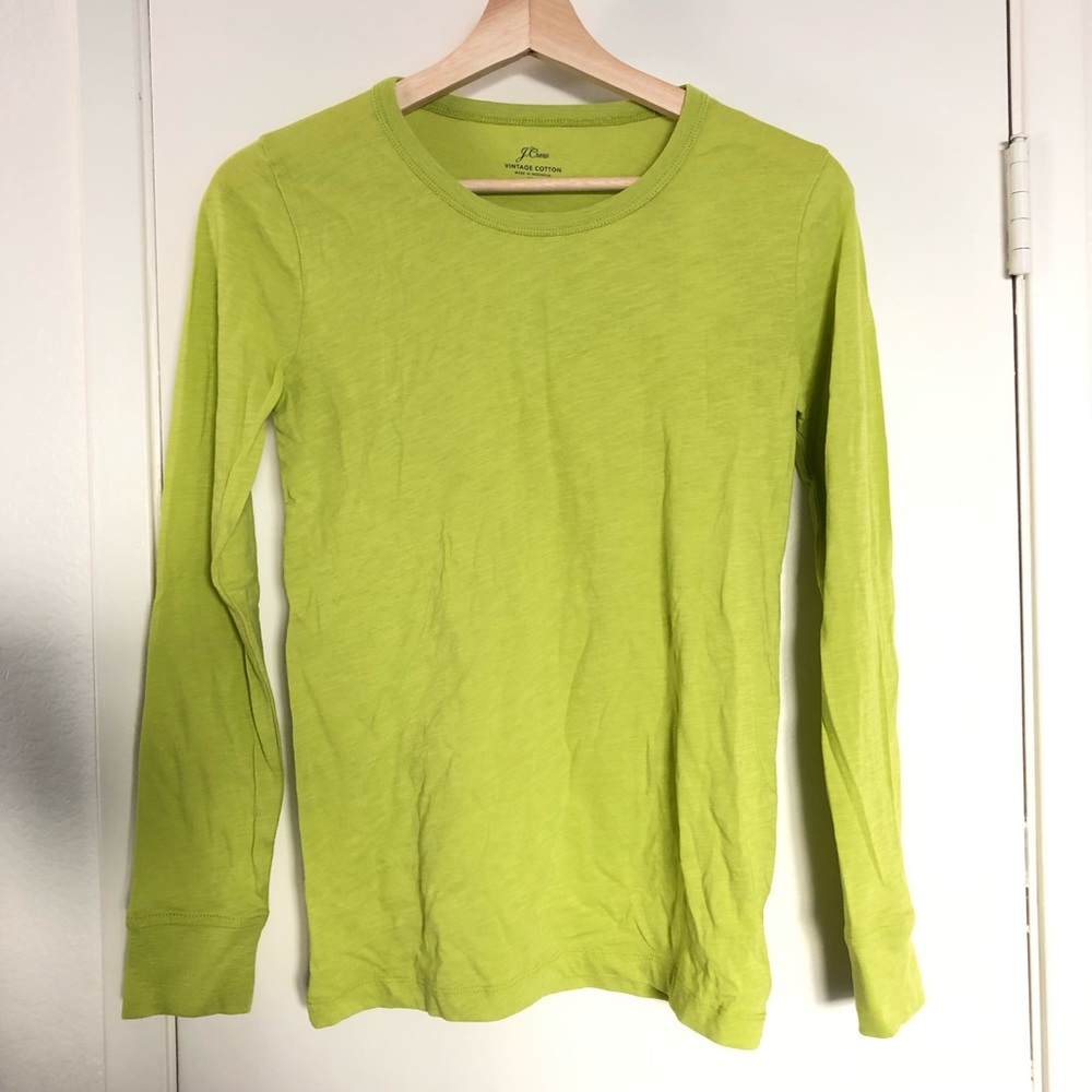 Jcrew lime green vintage cotton long sleeve shirt